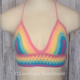 Pastel Rainbow Crochet Bralette Bikini Top - LOVEFUZZ