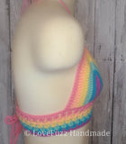 Pastel Rainbow Crochet Bralette Bikini Top - LOVEFUZZ
