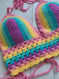 Pastel Rainbow Crochet Bralette Bikini Top - LOVEFUZZ