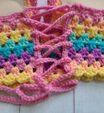 Pastel Rainbow Crochet Bralette Bikini Top - LOVEFUZZ