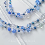 Blue Glass Beaded Crochet Necklace