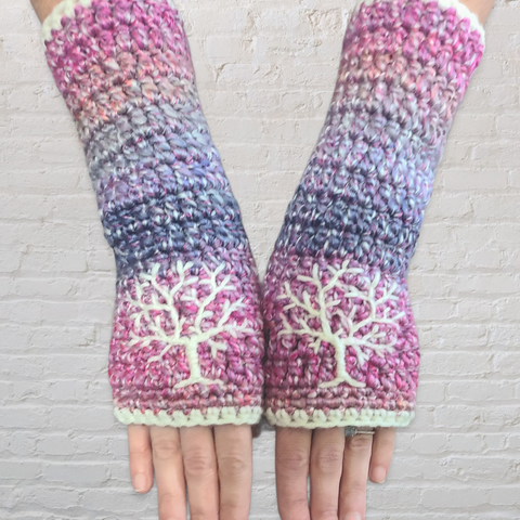 Pink and Purple Tree of Life Armwarmers