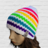 Neon Rainbow Stripes Beanie