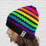 Neon Rainbow Stripes Beanie