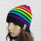 Neon Rainbow Stripes Beanie