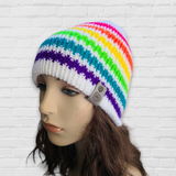 Neon Rainbow Stripes Beanie