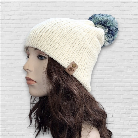 Wonderland Winter Beanie - Cream and Teal