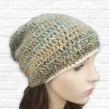 Tree of Life Slouchy Beanie - Green and Cream