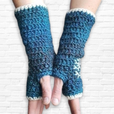 Tree of Life Armwarmers - Blue and Cream