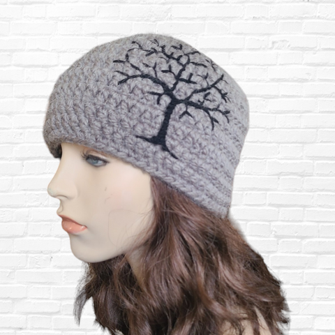 Wool Blend Beanie with Tree of Life