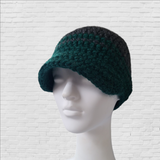 Wool Blend Brimmed Beanie -  Gray and Green