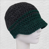 Wool Blend Brimmed Beanie -  Gray and Green