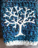 Tree of Life Armwarmers - Teal and Cream - LOVEFUZZ