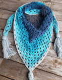 Aqua Blue Fringed Boho Bandana Scarf - LOVEFUZZ