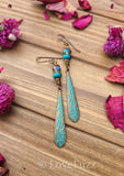 Turquoise and Gold Dangle Earrings - LOVEFUZZ