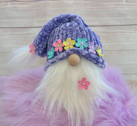 Purple Velvet Spring Flower Gnome - LOVEFUZZ