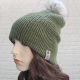 Wonderland Winter Beanie - Olive and Gray - LOVEFUZZ