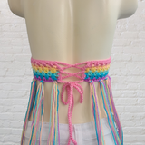 Crochet Halter Top with Fringe, Pastel Rainbow Crochet Bikini Top - LOVEFUZZ