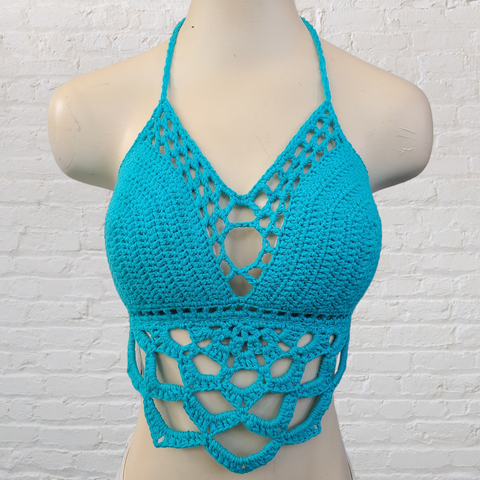 Crochet Mandala Bralette Bikini Top - Turquoise - LOVEFUZZ