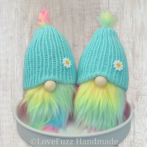 Spring Daisy Gnome - Aqua Blue - LOVEFUZZ