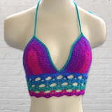 Crochet Crop Top - Turquoise, Pink, Teal, Purple - LOVEFUZZ