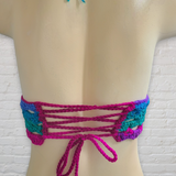 Crochet Crop Top - Turquoise, Pink, Teal, Purple - LOVEFUZZ