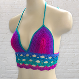 Crochet Crop Top - Turquoise, Pink, Teal, Purple - LOVEFUZZ