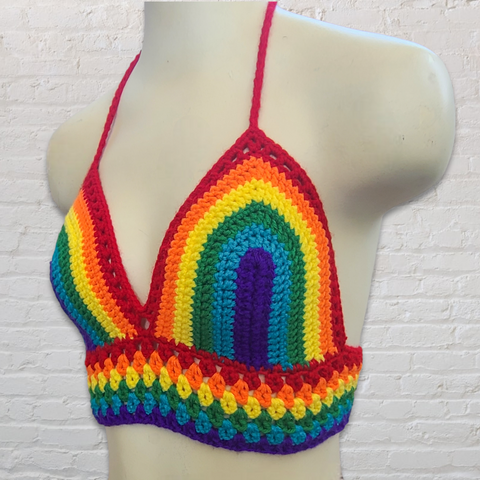 Rainbow Crochet Bralette Bikini Top - LOVEFUZZ