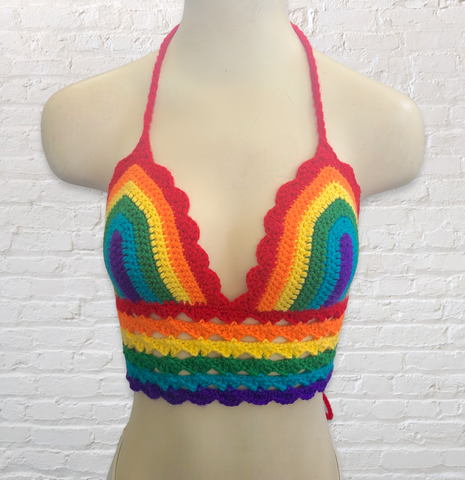 Rainbow Crochet Bralette Bikini Top - LOVEFUZZ