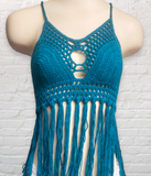 Crochet Halter Top with Fringe - LOVEFUZZ