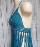 Crochet Halter Top with Fringe - LOVEFUZZ