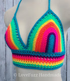 Neon Rainbow Crochet Bralette Bikini Top - LOVEFUZZ