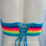 Neon Rainbow Crochet Bralette Bikini Top - LOVEFUZZ