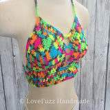 Crochet Crop Top - Blacklight Neon Yarn - LOVEFUZZ