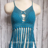 Crochet Halter Top with Fringe - LOVEFUZZ