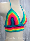 Neon Rainbow Crochet Bralette Bikini Top - LOVEFUZZ