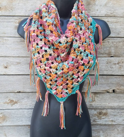 Colorful Fringed Boho Bandana Scarf - LOVEFUZZ