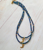 Crescent Moon Glass Bead Necklace - LOVEFUZZ