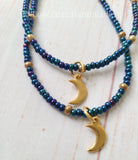 Crescent Moon Glass Bead Necklace - LOVEFUZZ
