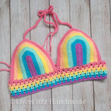 Pastel Rainbow Crochet Bralette Bikini Top - LOVEFUZZ